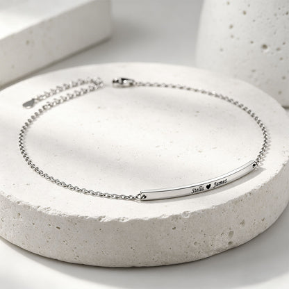 925 Sterling Silver Engraved Bar Anklet