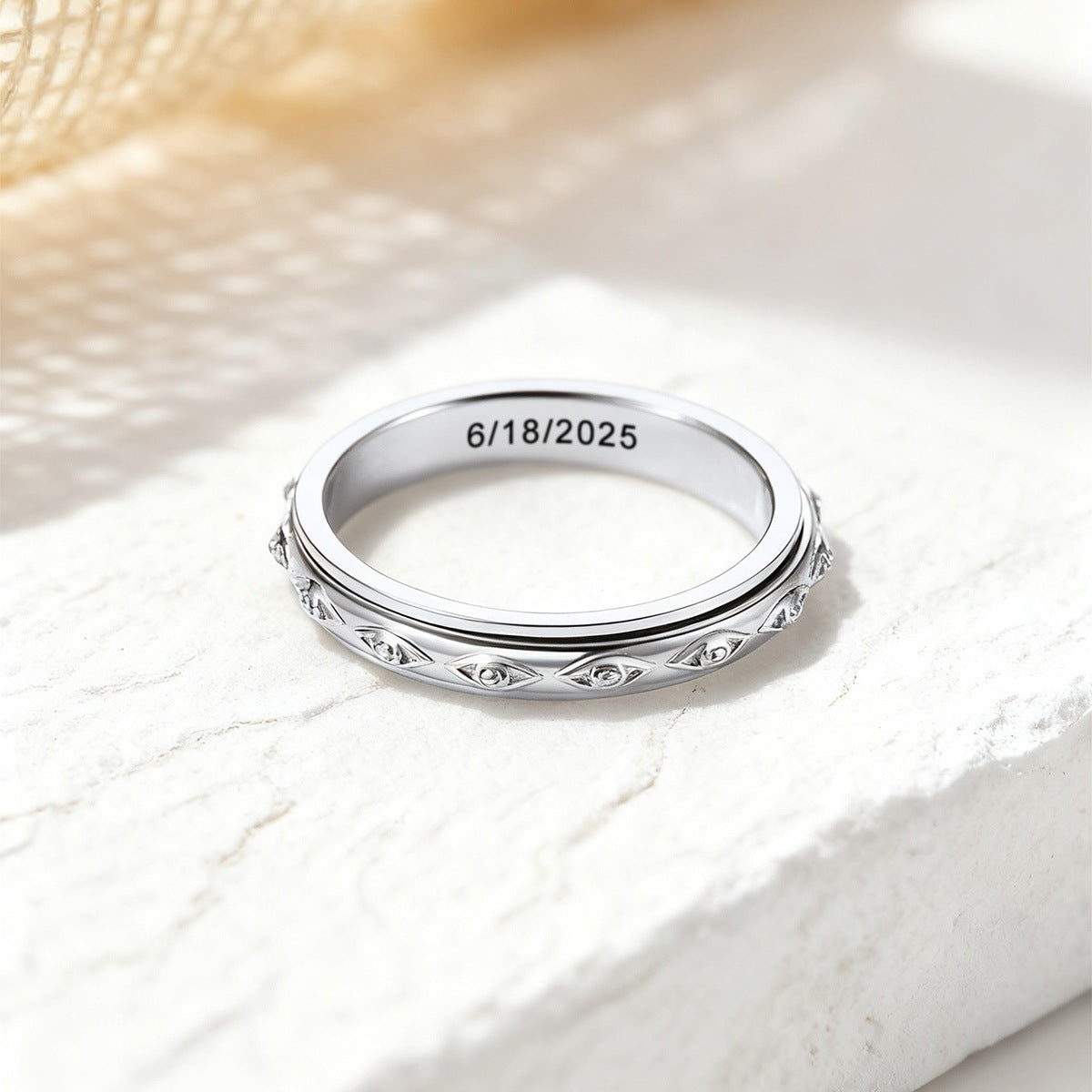 925 Sterling Silver Evil Eye Anxiety Fidget Ring