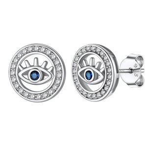  925 Sterling Silver Evil Eye Stud Earrings