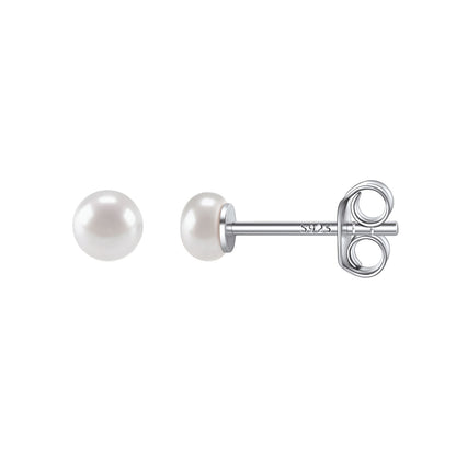 925 Sterling Silver Freshwater Pearl Stud Earrings 4mm