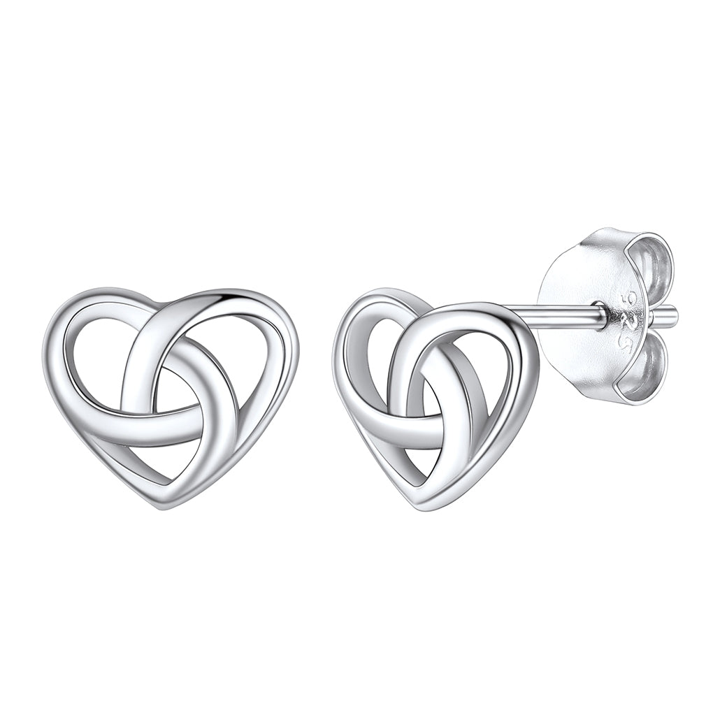 925 Sterling Silver Heart Celtic Knot Stud Earrings for Women