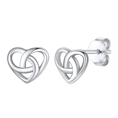 925 Sterling Silver Heart Celtic Knot Stud Earrings for Women