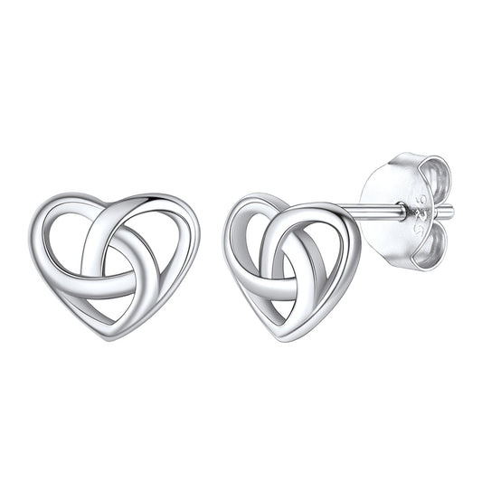 925 Sterling Silver Heart Celtic Knot Stud Earrings for Women