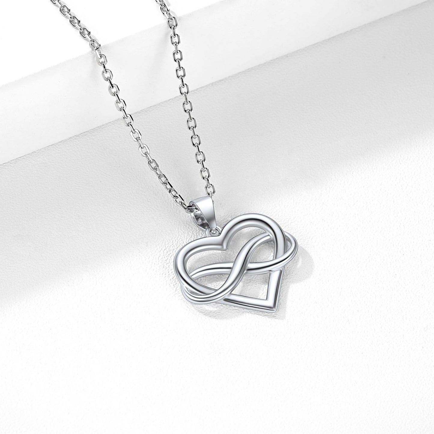 925 Sterling Silver Heart Infinity Necklace