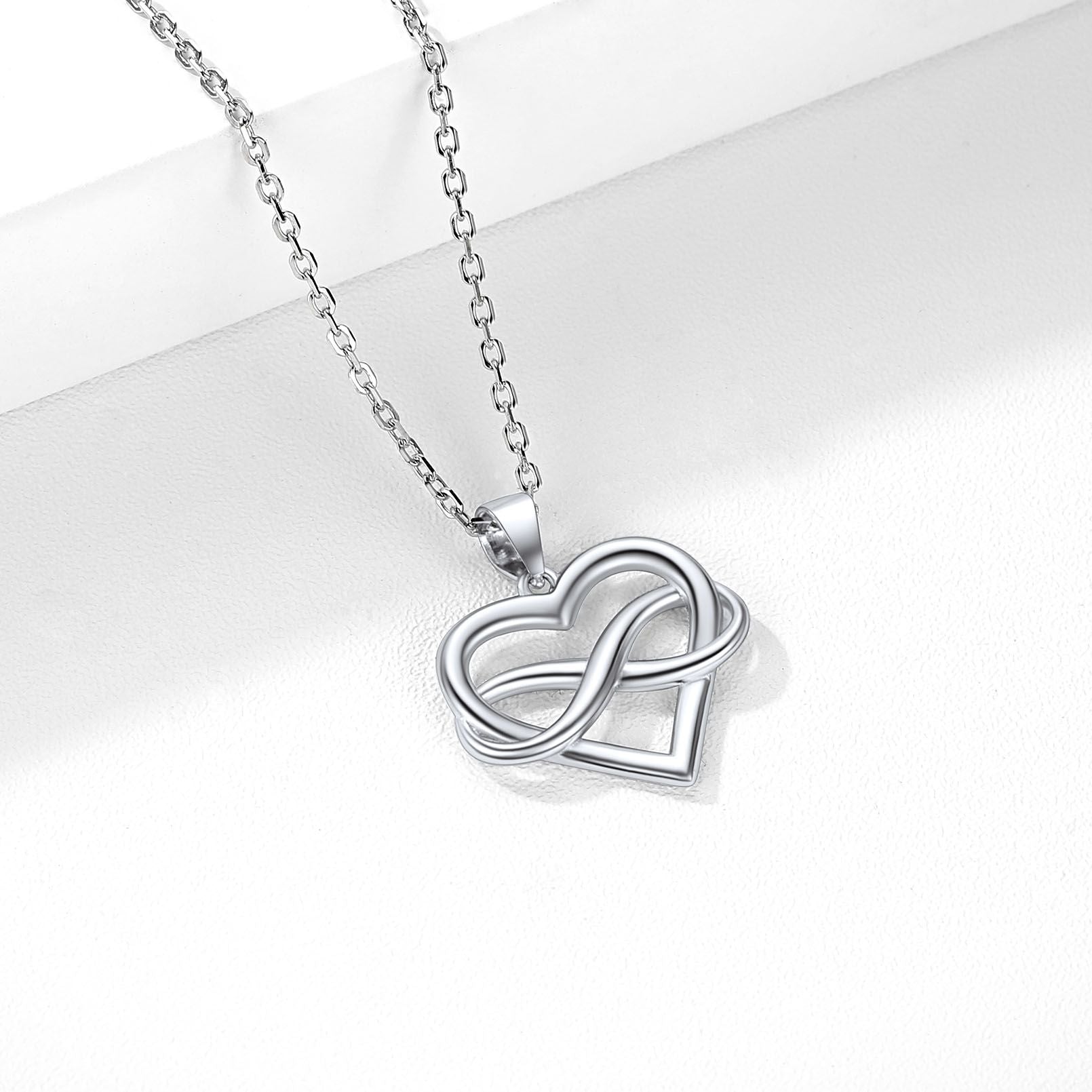 925 Sterling Silver Heart Infinity Necklace
