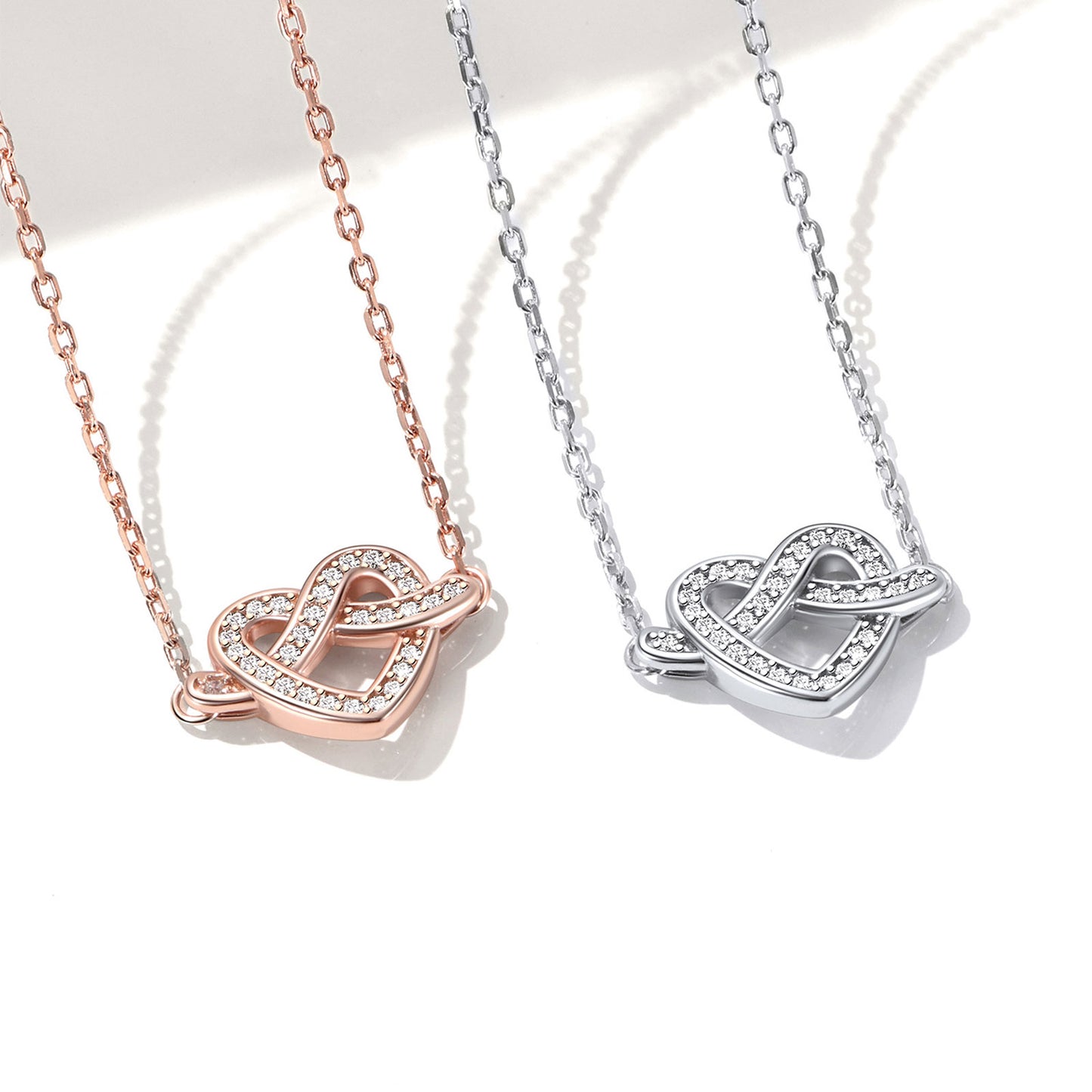 925 Sterling Silver Heart Love Knot Necklace