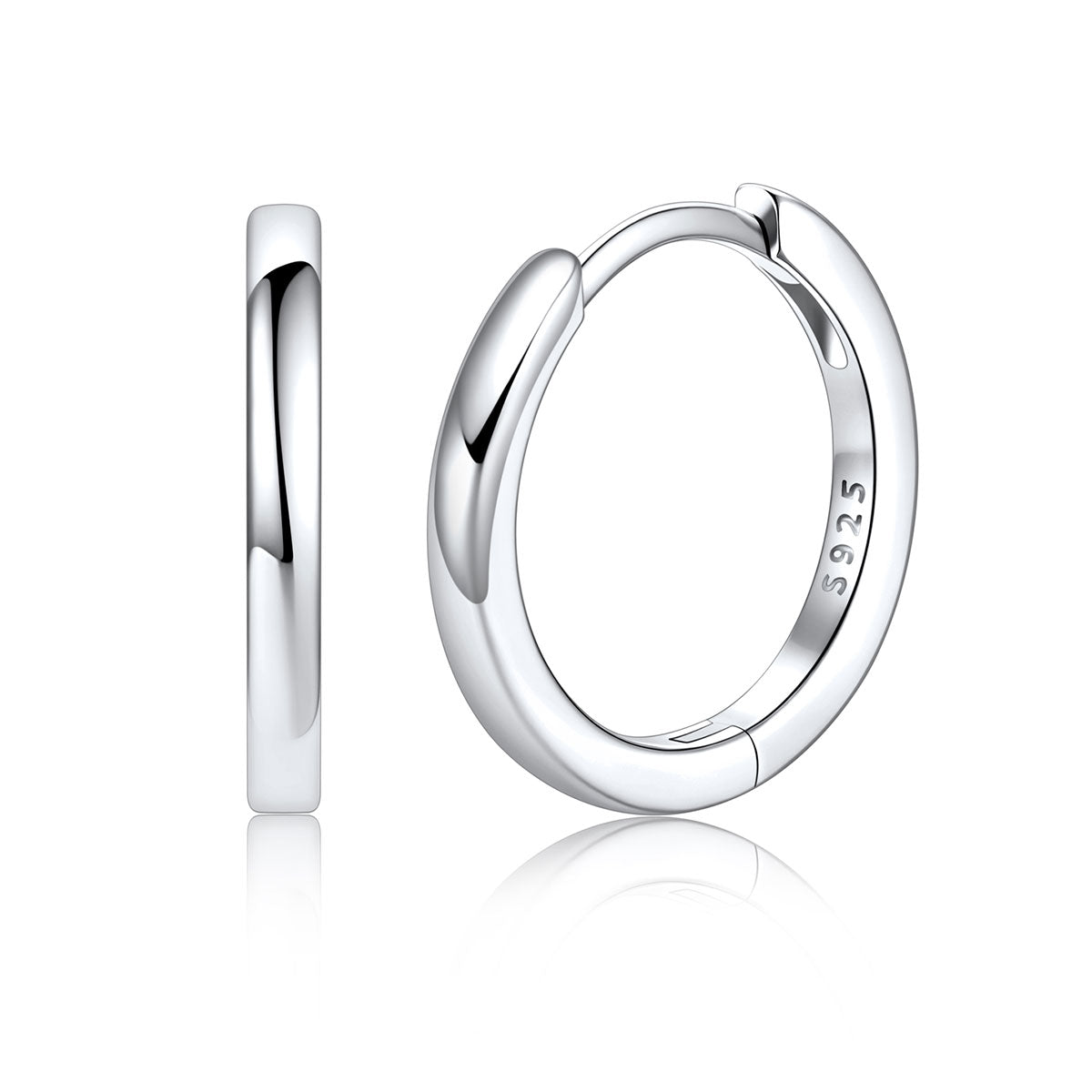 925 Sterling Silver Huggie Earrings for Men Women on a white background