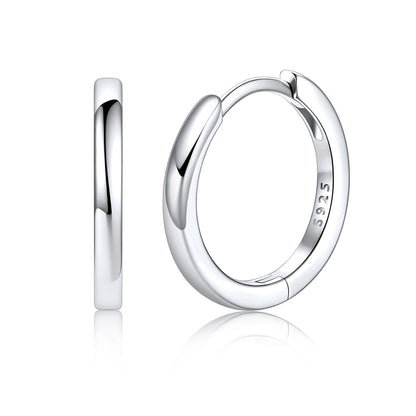 925 Sterling Silver Huggie Earrings for Men Women on a white background