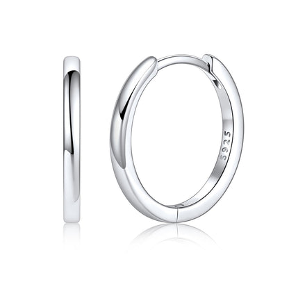 925 Sterling Silver Huggie Earrings for Men Women on a white background 16mm