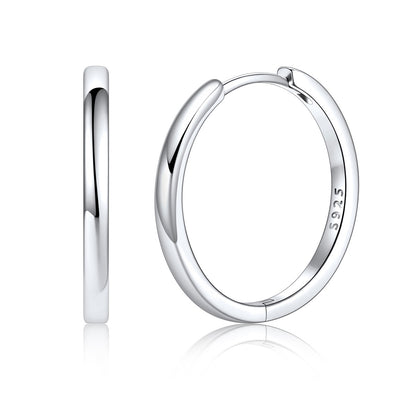 925 Sterling Silver Huggie Earrings for Men Women on a white background 20mm