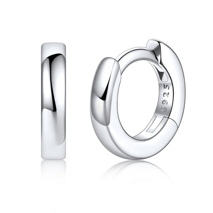 25 Sterling Silver Huggie Earrings for Men Women on a white background 6mm