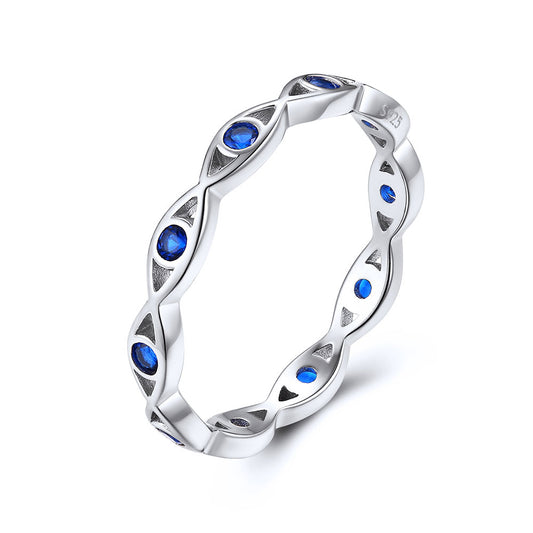 925 Sterling Silver Infinity Blue Evil Eye Ring for Women