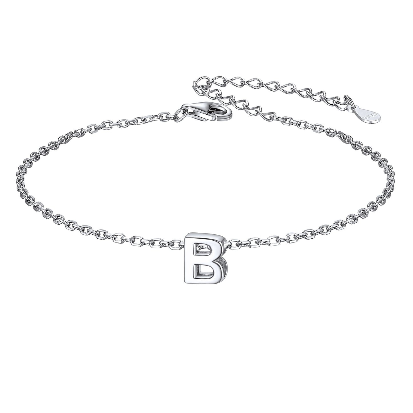 925 Sterling Silver Initial B Bracelet 
