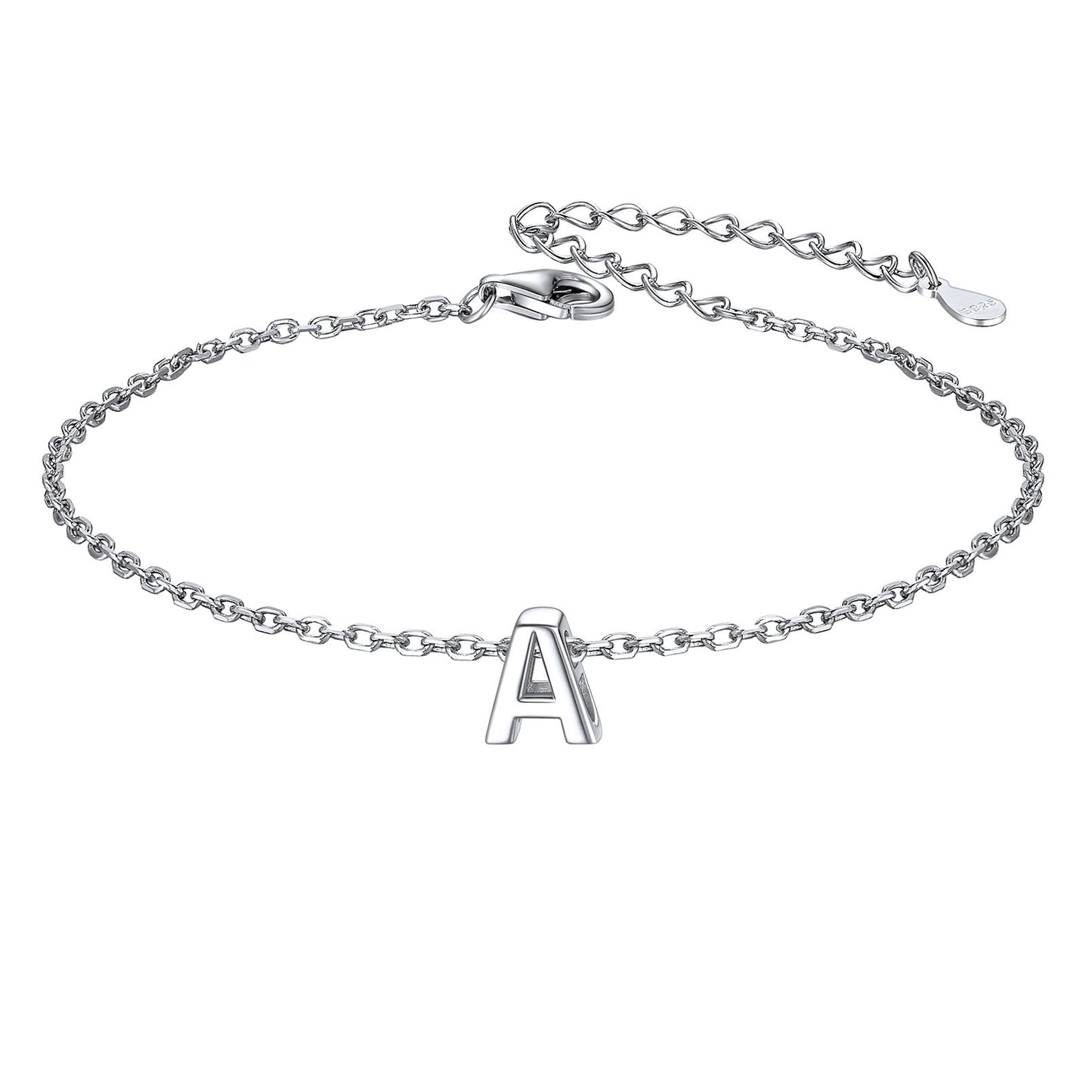 925 Sterling Silver Initial Bracelet for Women