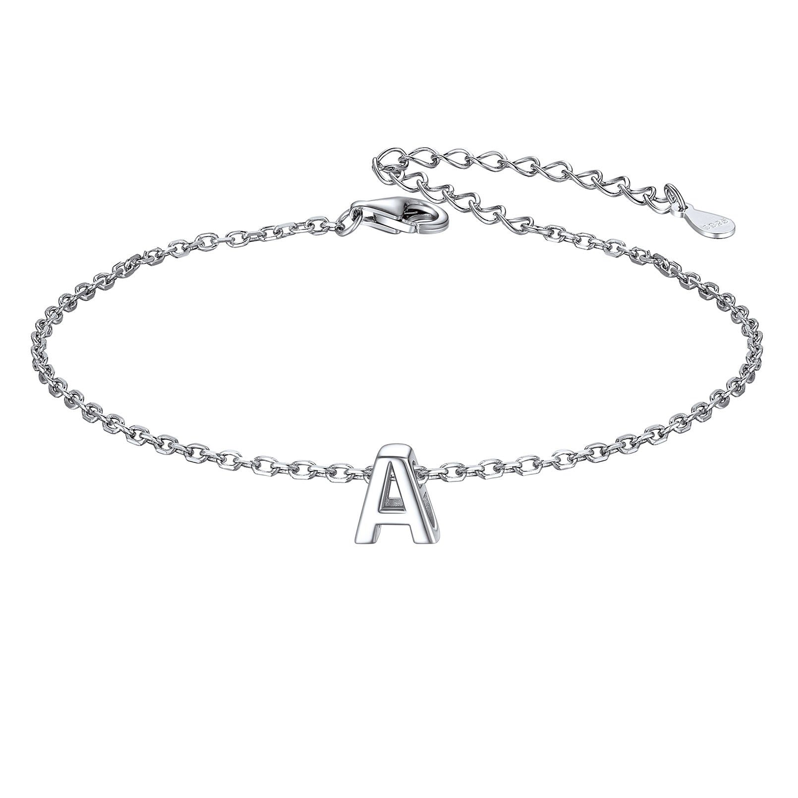925 Sterling Silver Initial Bracelet for Women