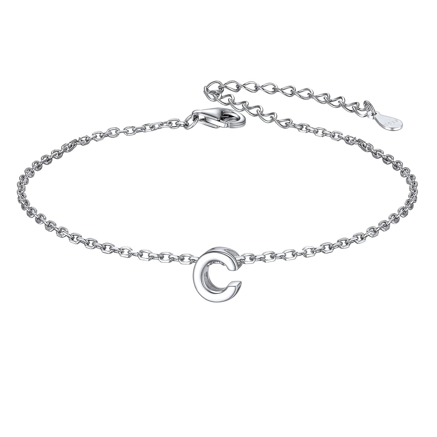 925 Sterling Silver Initial C Bracelet 