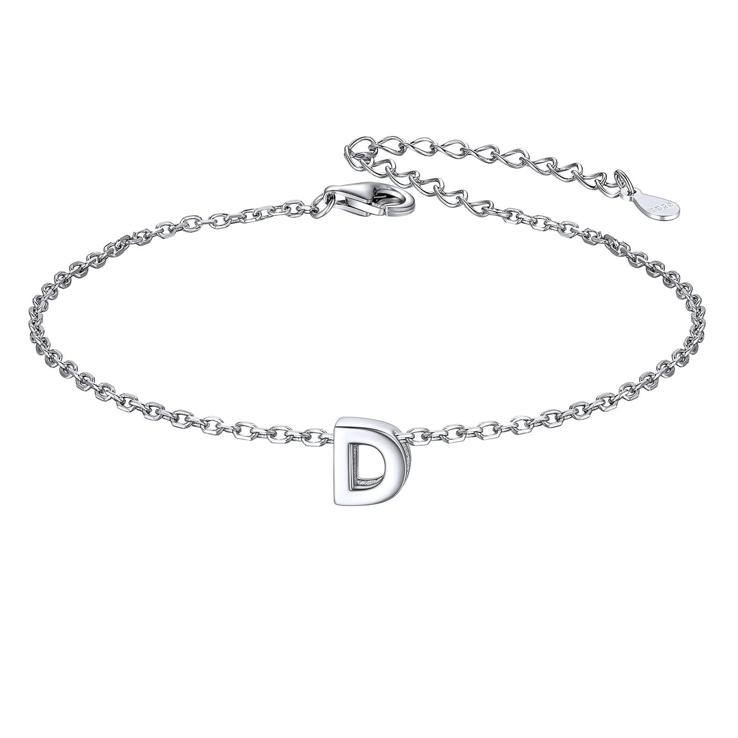 925 Sterling Silver Initial D Bracelet 