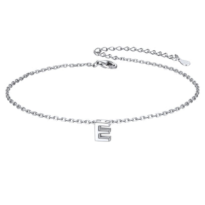 925 Sterling Silver Initial E Anklets for Women