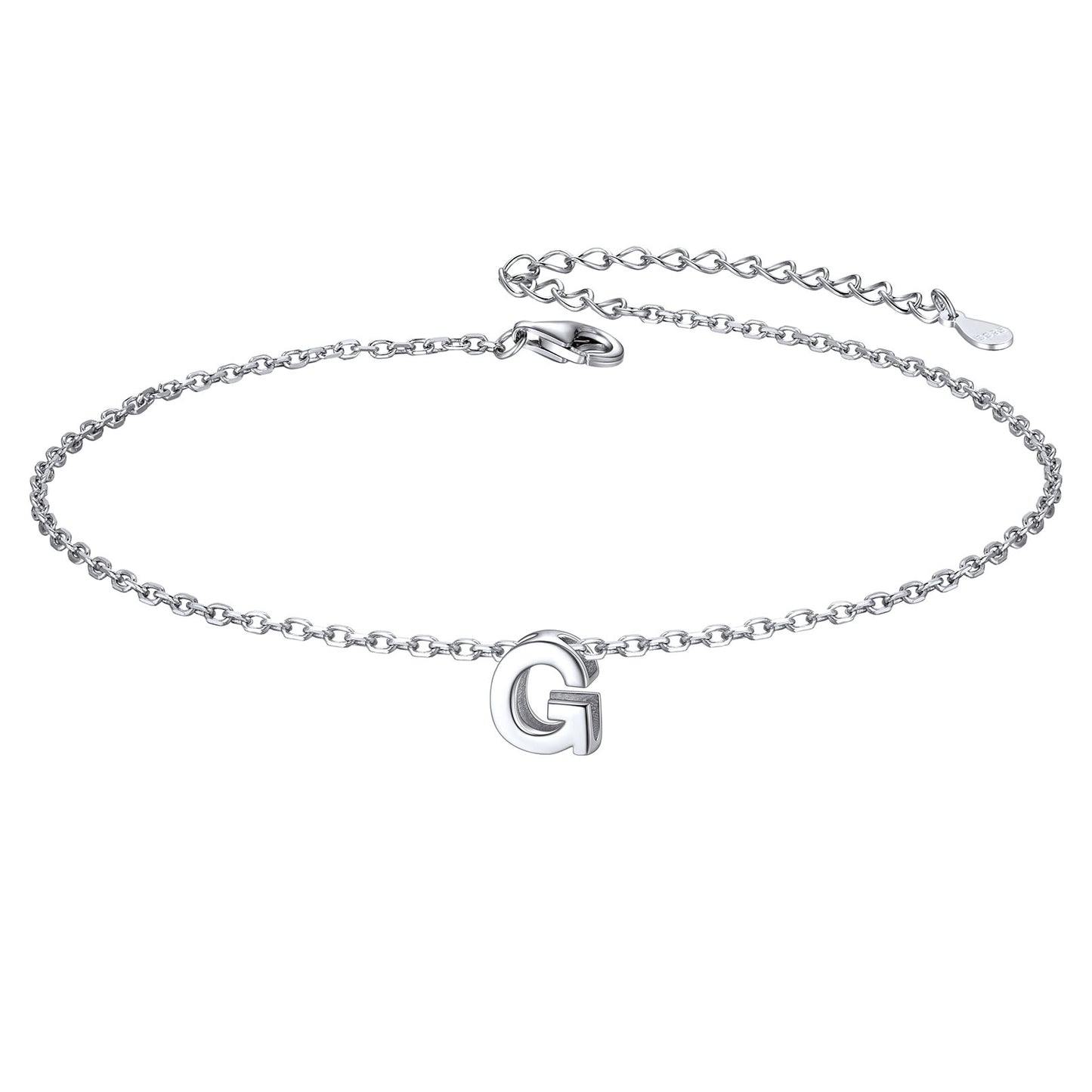 925 Sterling Silver Initial G Anklets for Women