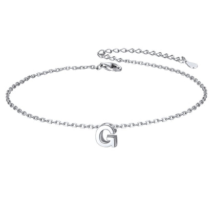 925 Sterling Silver Initial G Anklets for Women