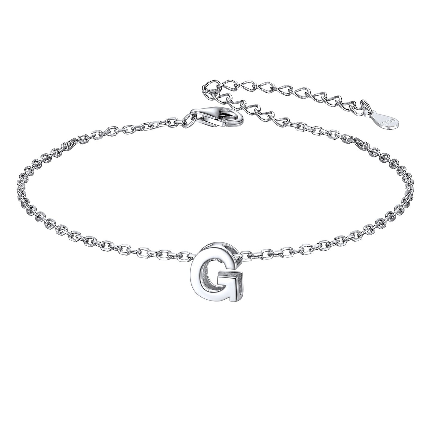 925 Sterling Silver Initial G Bracelet 