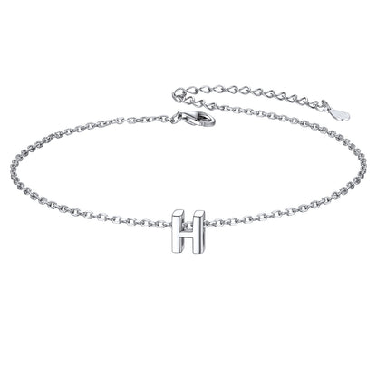 925 Sterling Silver Initial H Anklets for Women