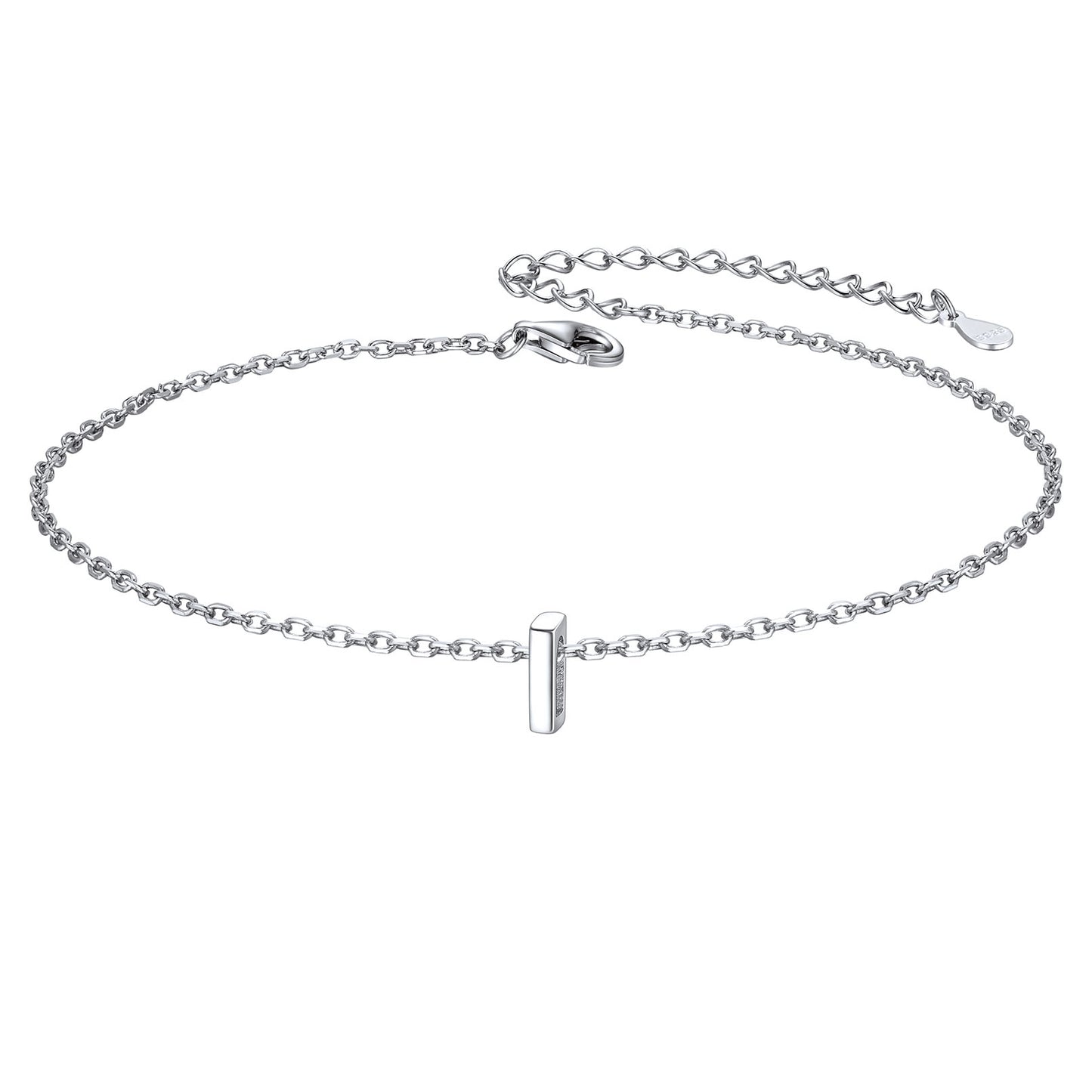 925 Sterling Silver Initial I Anklets for Women
