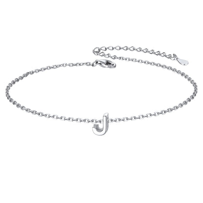 925 Sterling Silver Initial J Anklets for Women