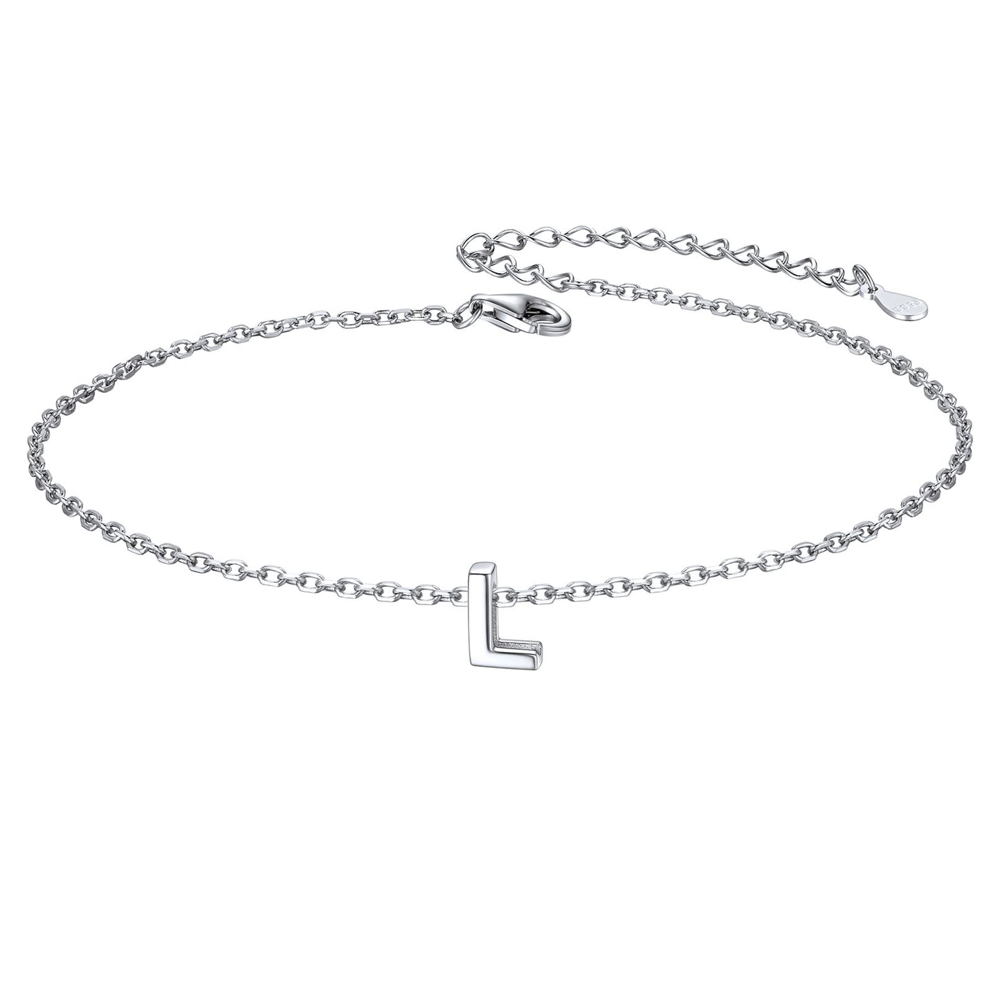 925 Sterling Silver Initial L Anklets for Women