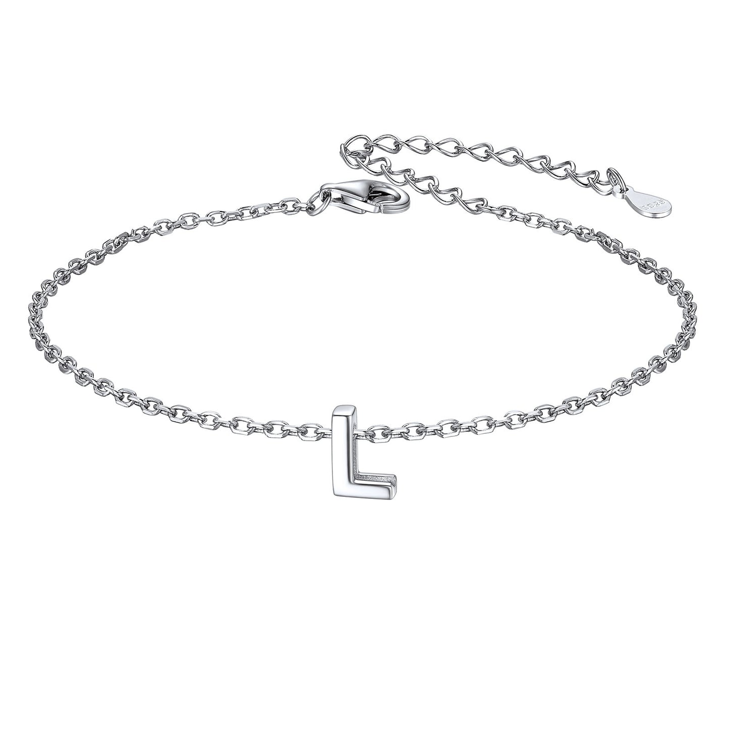 925 Sterling Silver Initial L Bracelet 