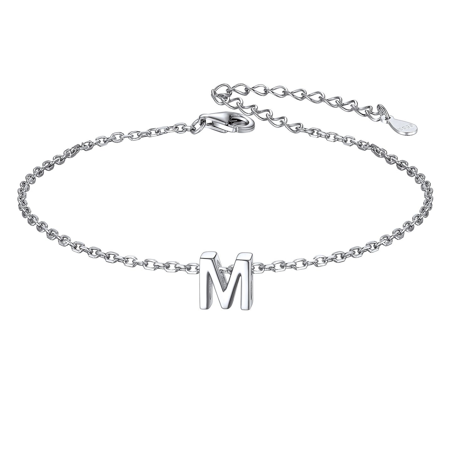 925 Sterling Silver Initial M Bracelet 