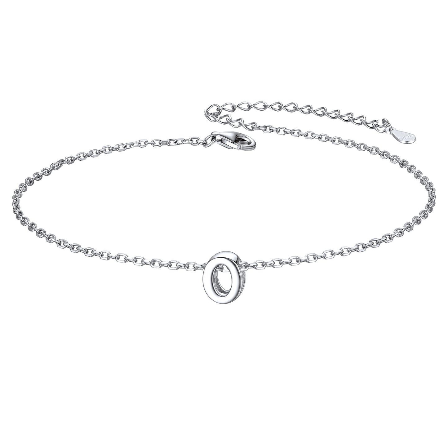 925 Sterling Silver Initial O Anklets for Women
