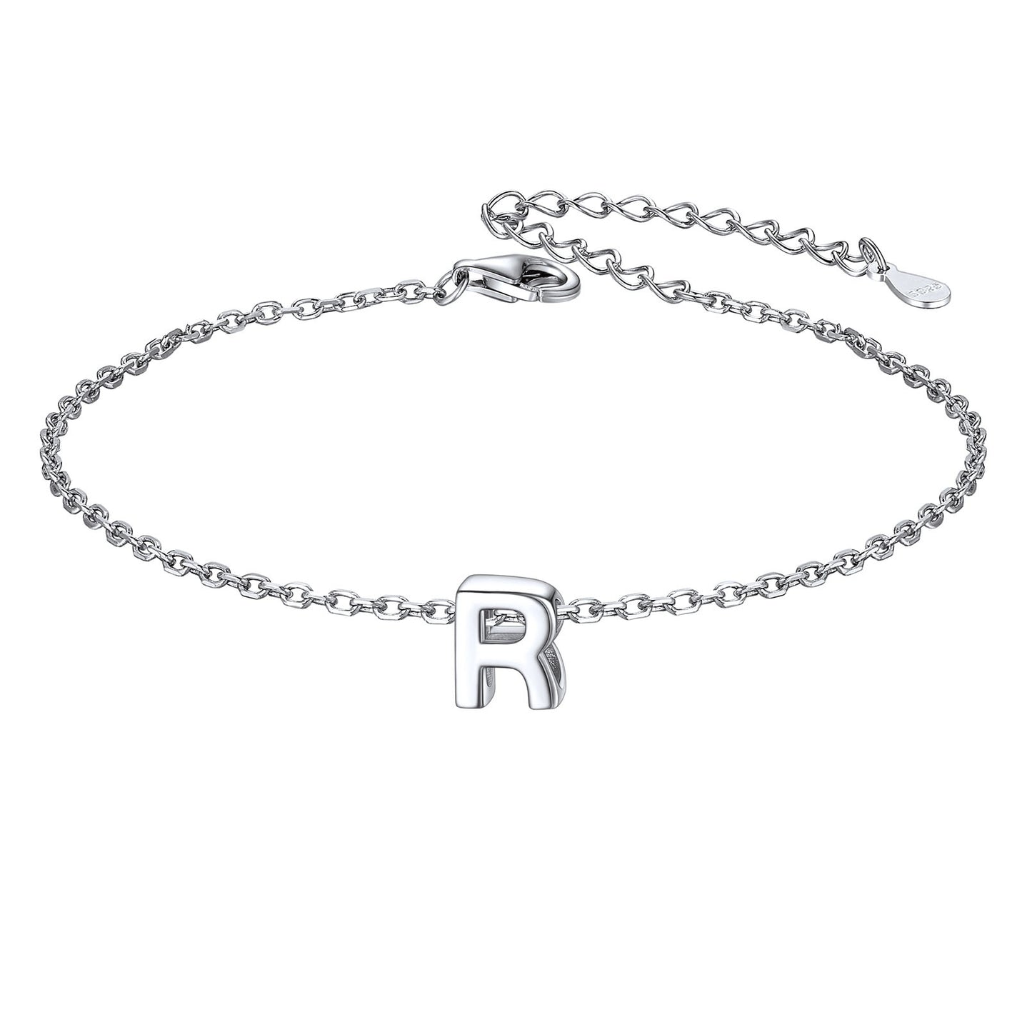 925 Sterling Silver Initial R Bracelet 