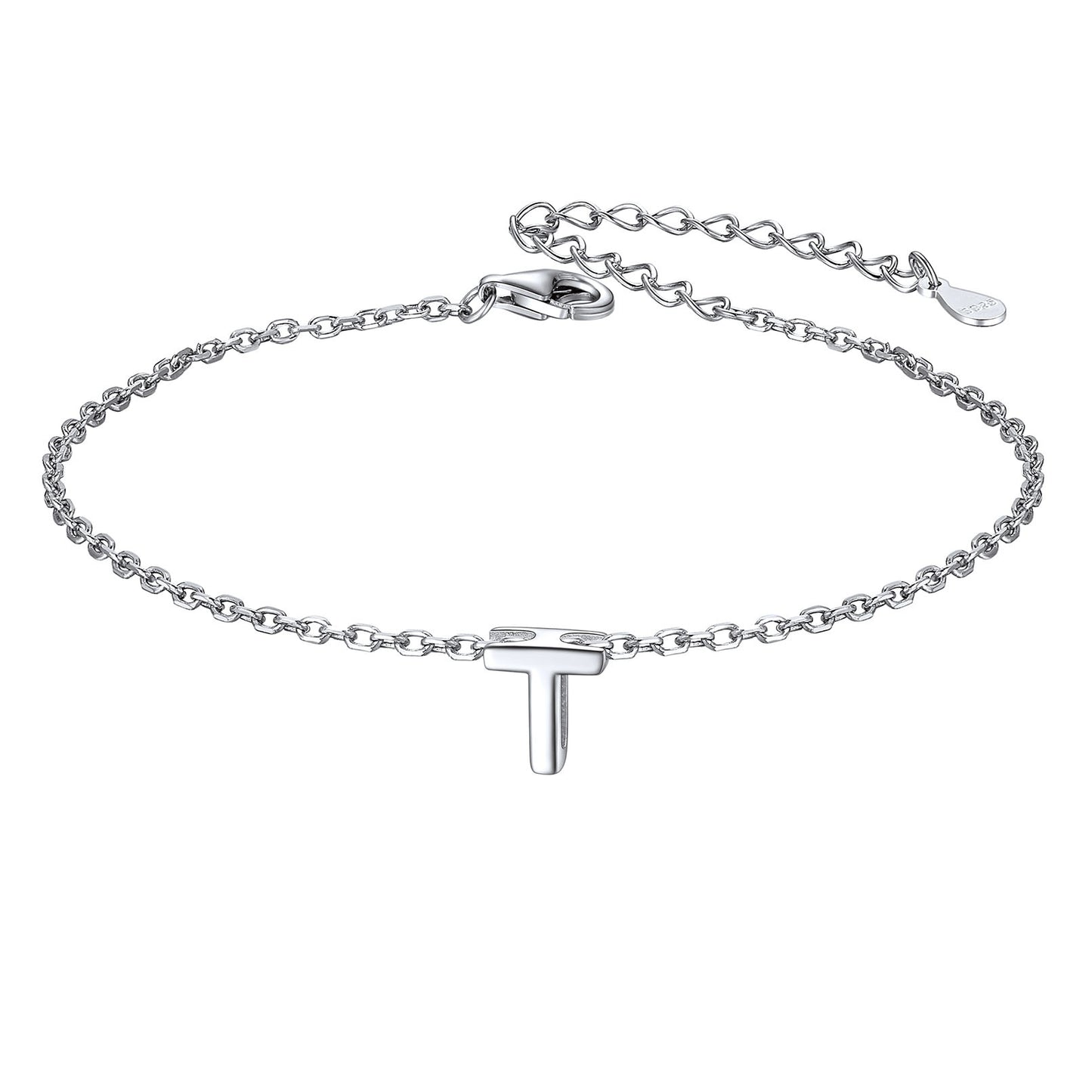 925 Sterling Silver Initial T Bracelet 