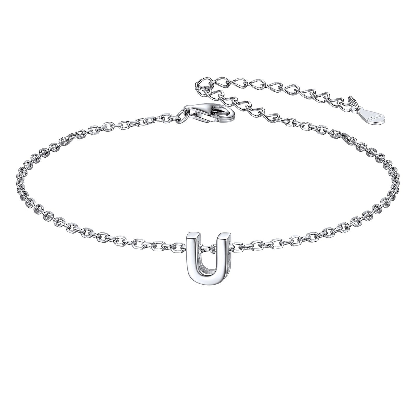 925 Sterling Silver Initial U Bracelet 