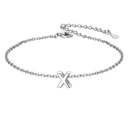 925 Sterling Silver Initial X Bracelet 