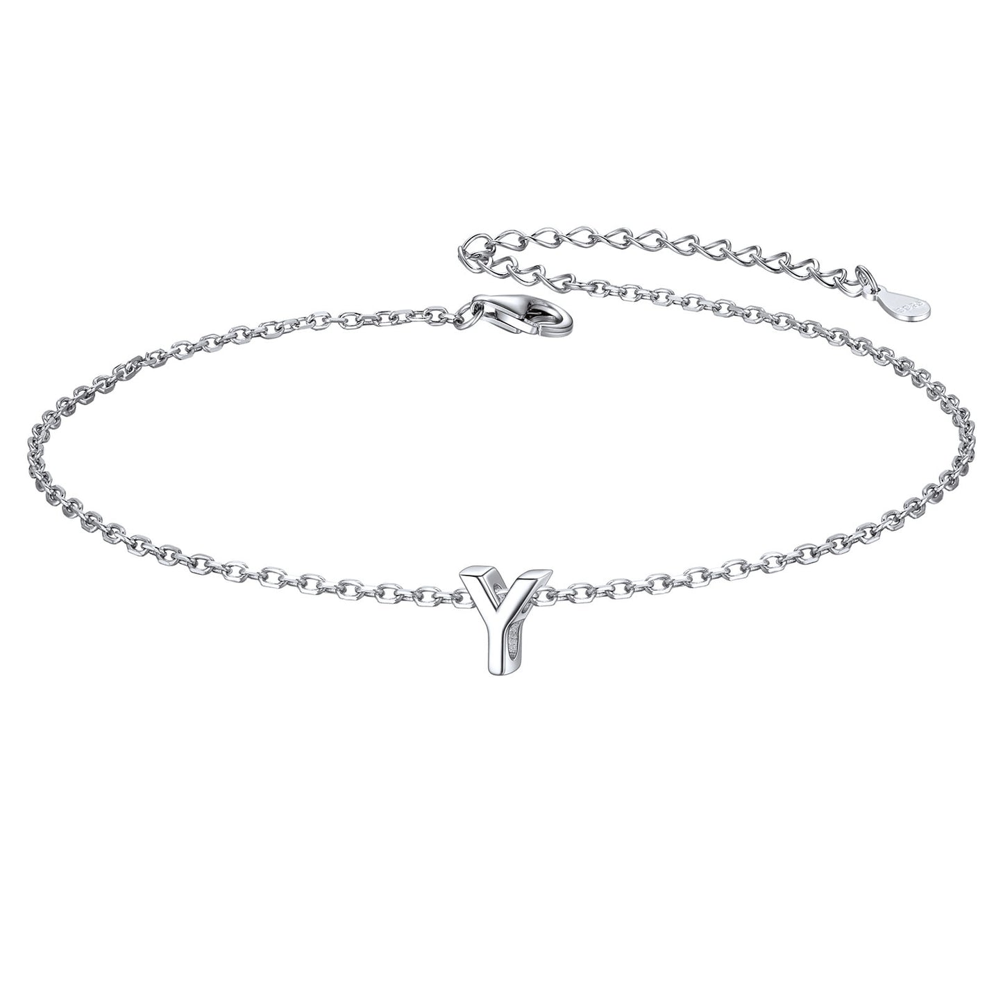 925 Sterling Silver Initial Y Anklets for Women