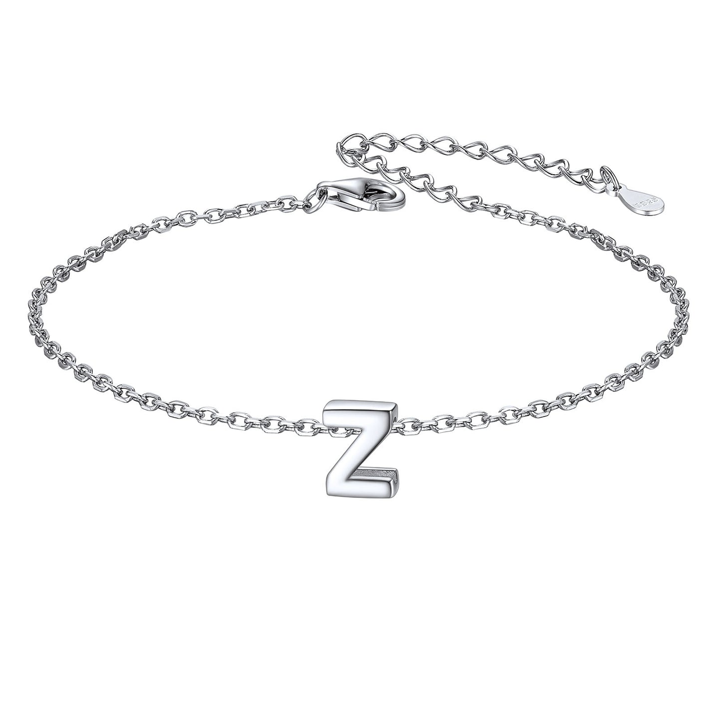 925 Sterling Silver Initial Z Bracelet 