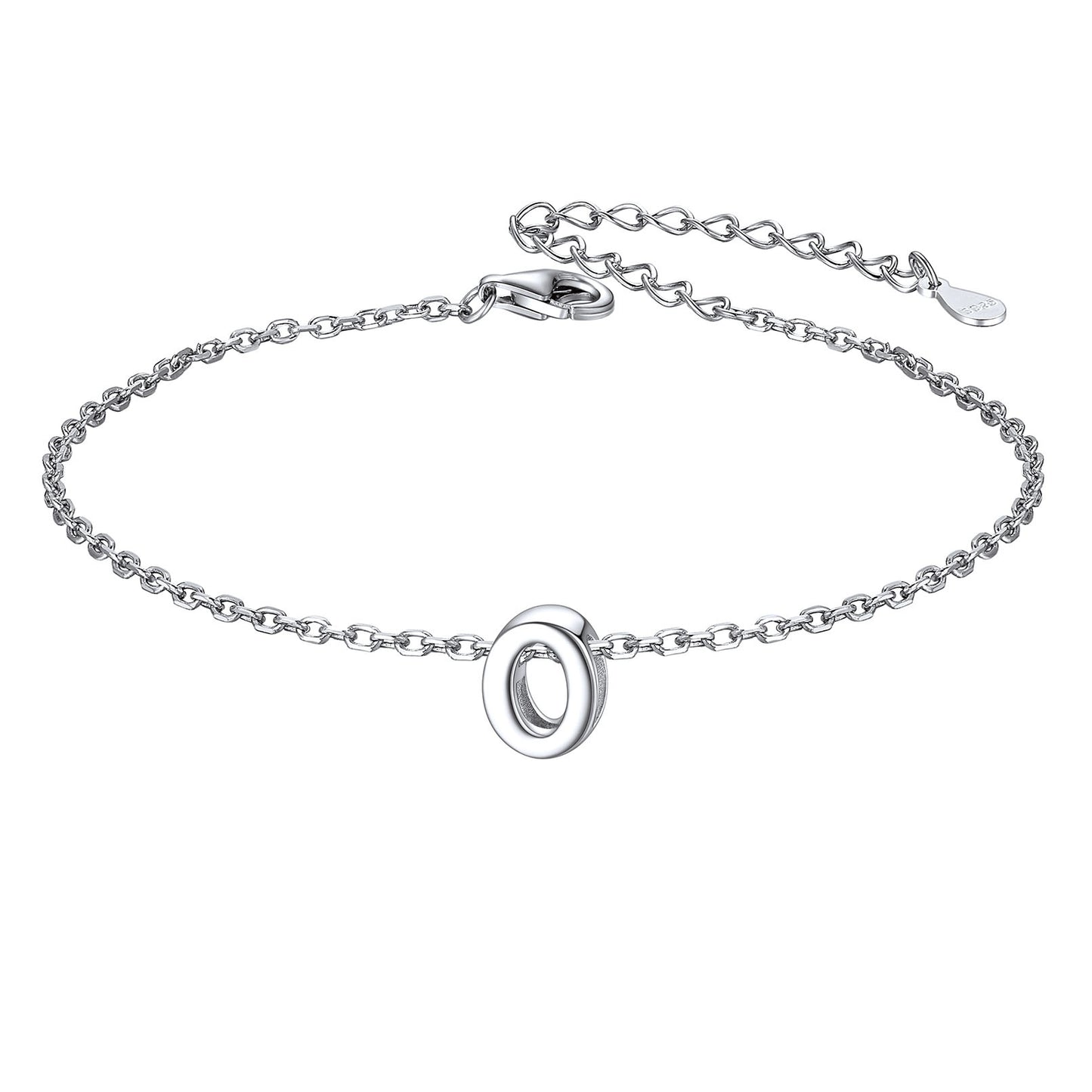 925 Sterling Silver Initial o Bracelet 