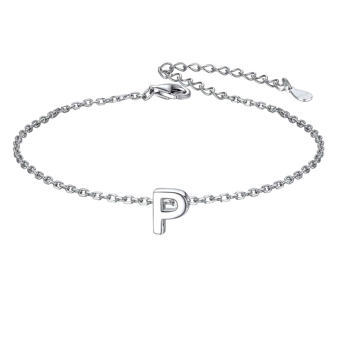 925 Sterling Silver Initial p Bracelet 