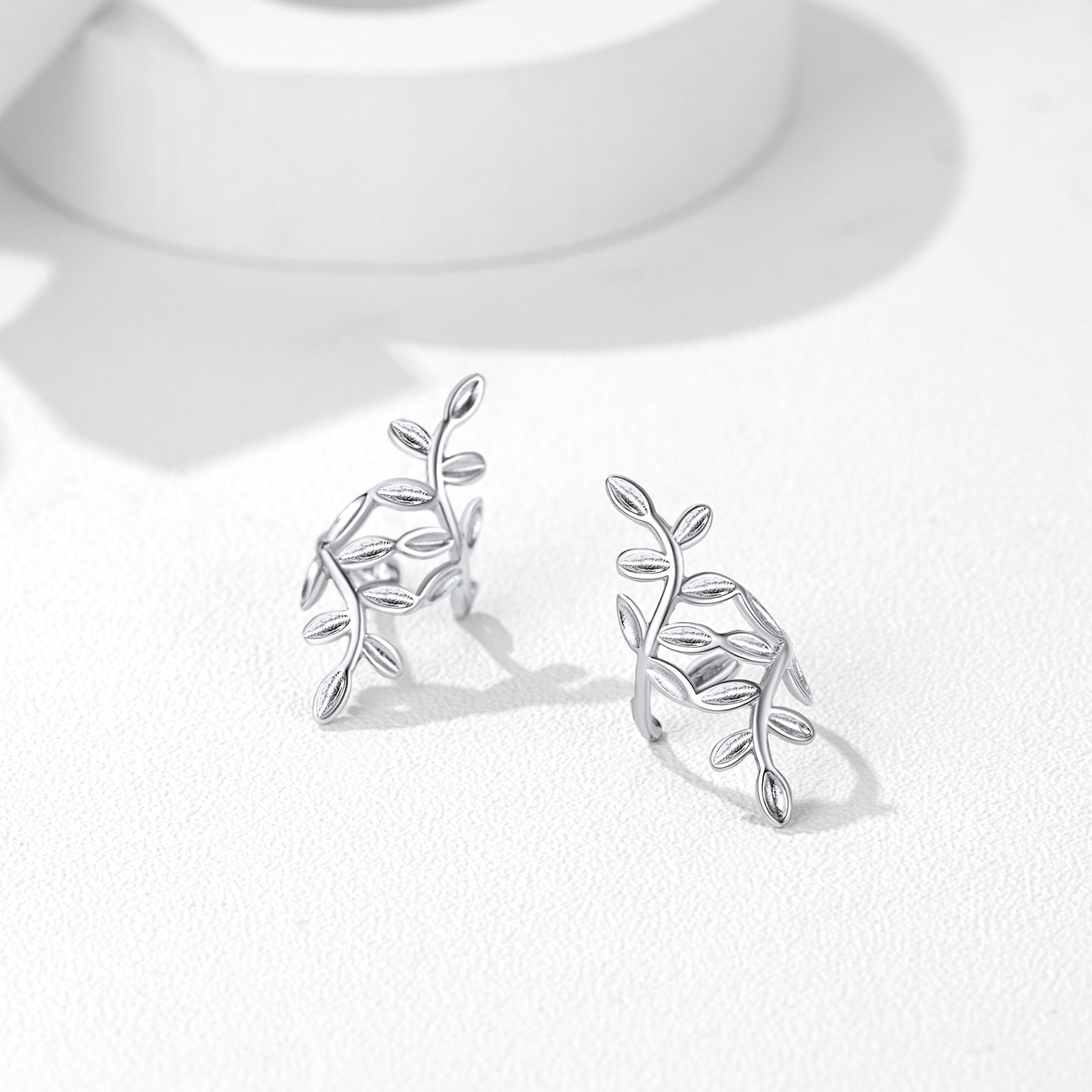 925 Sterling Silver Leaf Ear Cuff Earrings