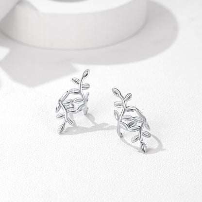 925 Sterling Silver Leaf Ear Cuff Earrings