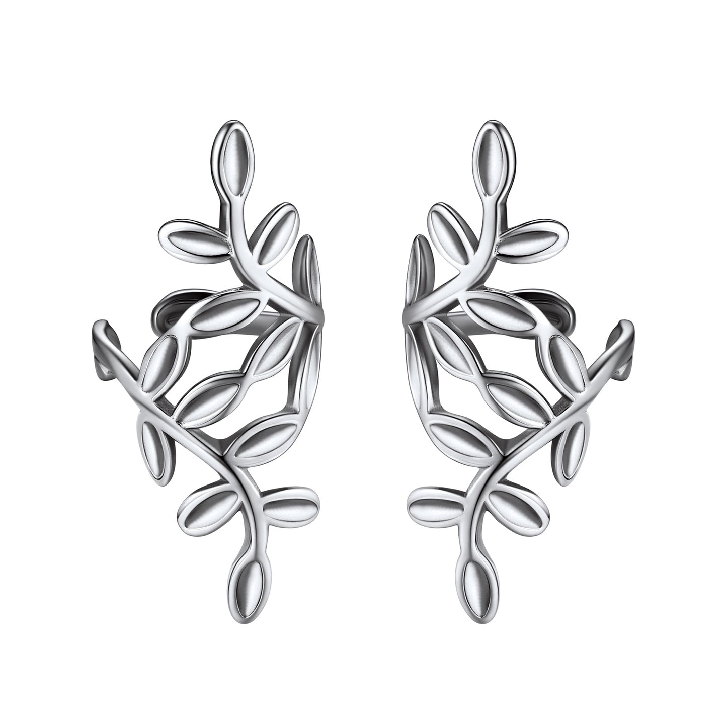 925 Sterling Silver Leaf Ear Cuff Earrings Non Piercing Clip on