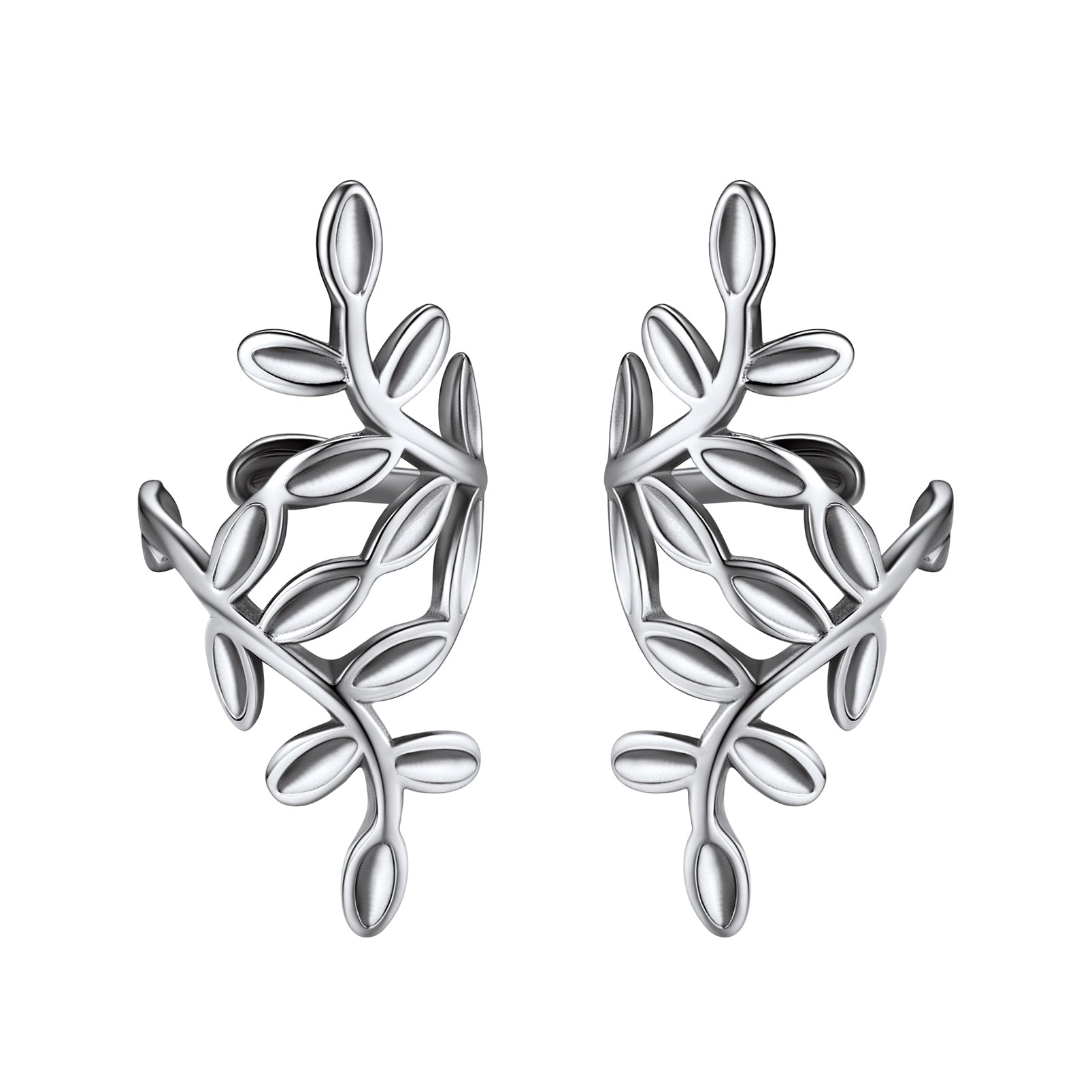 925 Sterling Silver Leaf Ear Cuff Earrings Non Piercing Clip on