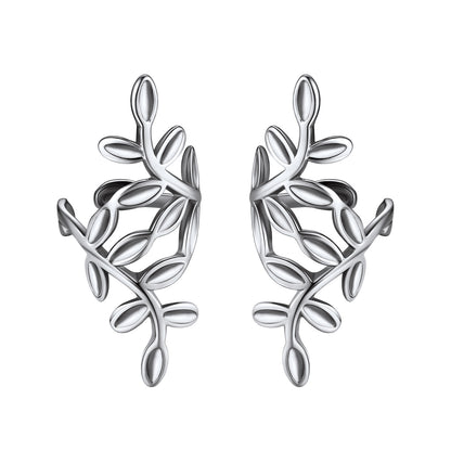 925 Sterling Silver Leaf Ear Cuff Earrings Non Piercing Clip on