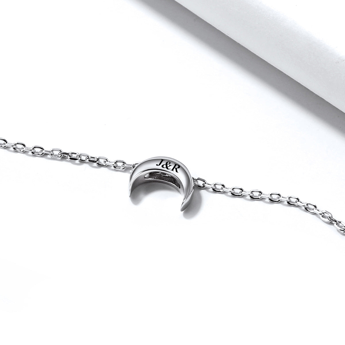 925 Sterling Silver Moon Chain Bracelet for Women