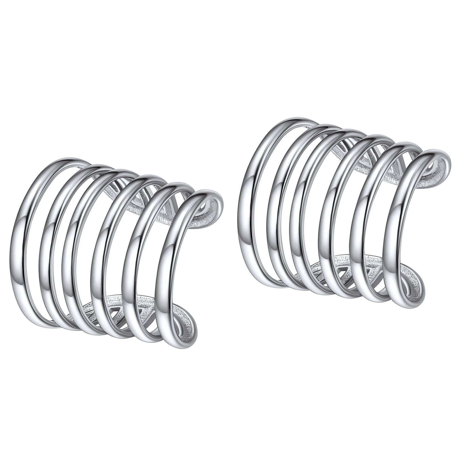 925 Sterling Silver Multi Lines Ear Cuff Earrings Non Piercing