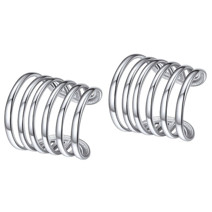 925 Sterling Silver Multi Lines Ear Cuff Earrings Non Piercing
