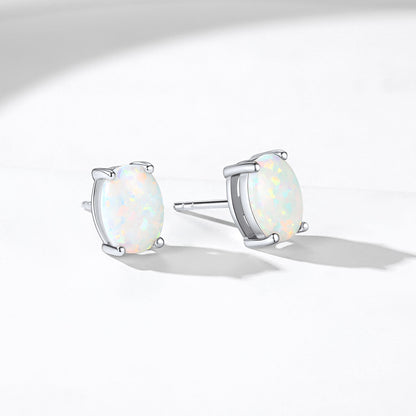 925 Sterling Silver Opal Stud Earrings