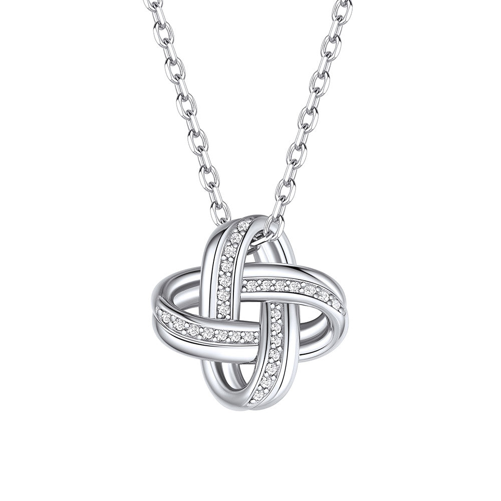 925 Sterling Silver Quadruple Love Knot Necklace